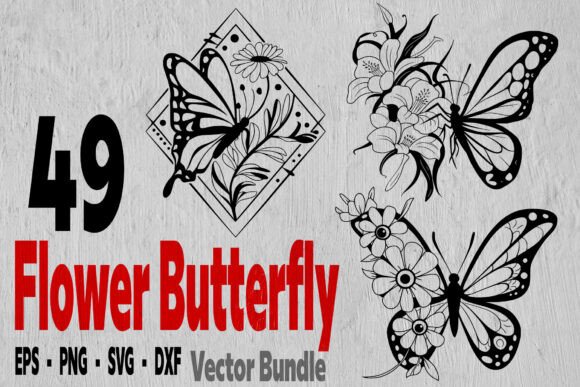 49 Floral Butterfly Bundle Svg