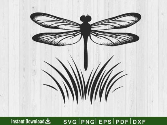 Dragonfly Flowers SVG Silhouette File