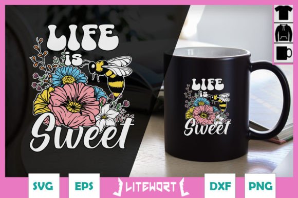 Floral Bee Life is Sweet SVG