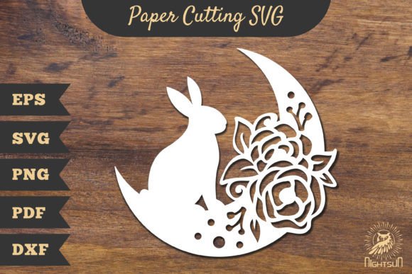 Floral Bunny and Moon Papercut SVG 2