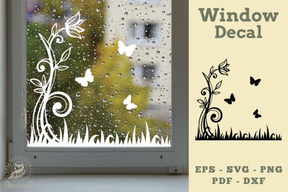 Floral Butterfly Window Decal SVG 1
