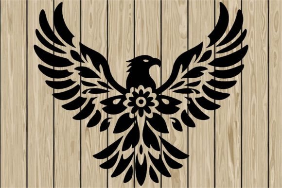 Floral Eagle Stencil Silhouette SVG
