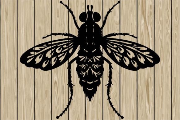 Floral Fly Stencil Silhouette SVG
