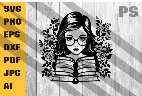 Floral Girl Who Loves Books SVG