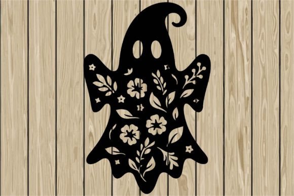 Floral Halloween Ghost Stencil SVG