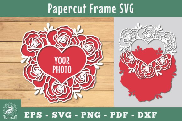 Floral Heart Papercut Frame SVG 3