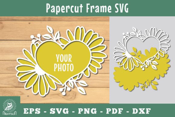 Floral Heart Papercut Frame SVG 5