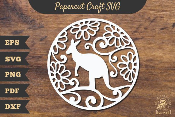 Floral Kangaroo Papercut Craft SVG