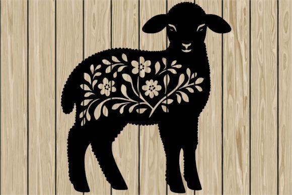 Floral Lamb Stencil Silhouette SVG