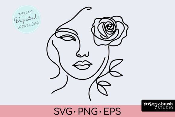 Floral Line Drawing Woman SVG