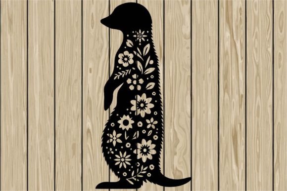 Floral Meerkat Stencil Silhouette SVG