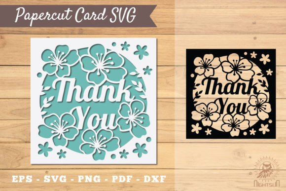 Floral Thank You Papercut Card SVG