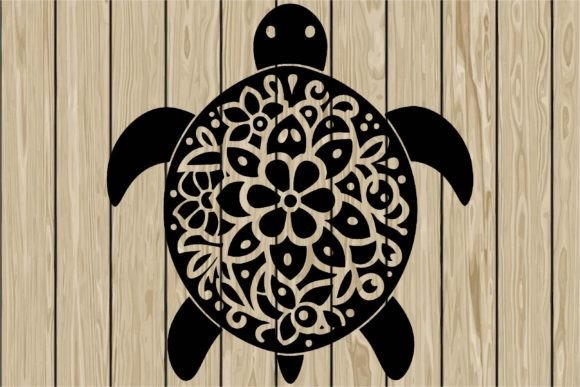 Floral Turtle Swimming Stencil SVG