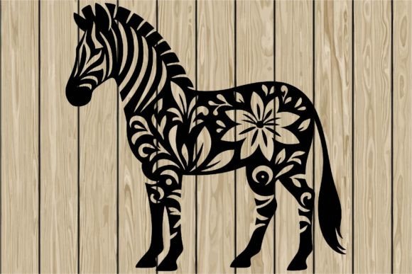 Floral Zebra Stencil Silhouette SVG