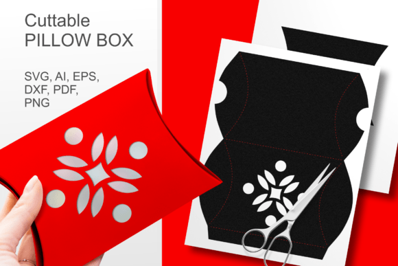 Xmas Floral Ornament 2 Pillow Box SVG